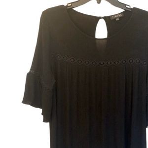 Black Crepe Flowy Tunic by Timing, Large